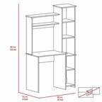 Writing Desk with 6-Shelf Bookcase, Laptop Table, Built-in Cabinet