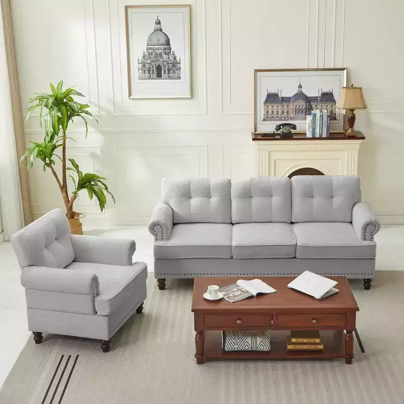 Hyleory 67.32 and 33.07 Upholstered Chenille Sofa Set for Living Room