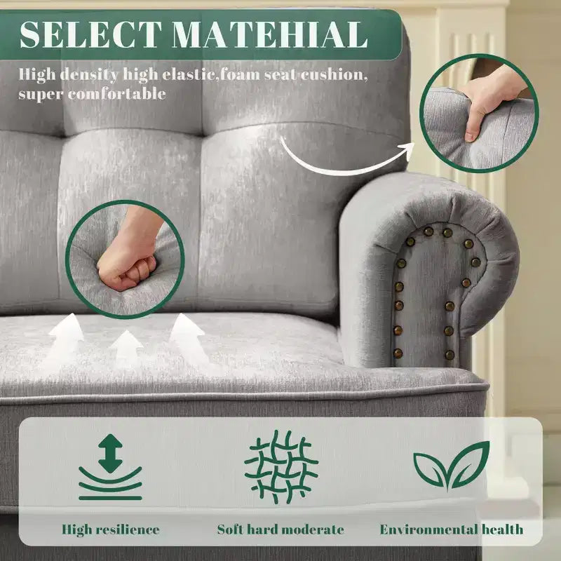 Hyleory 67.32 and 33.07 Upholstered Chenille Sofa Set for Living Room