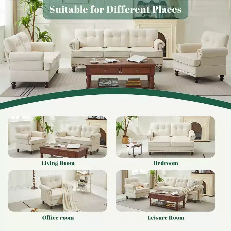 Hyleory 67.32 and 33.07 Upholstered Chenille Sofa Set for Living Room