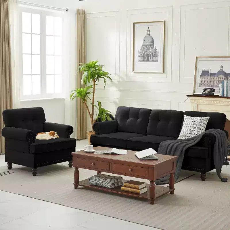 Ensemble de canapés de salon en chenille rembourrée Hyleory 67,32 et 33,07