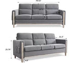 GDFStudio Addison 3-Seater 80 Sofa with Side Pockets and Rubber Wood Legs