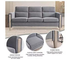 GDFStudio Addison 3-Seater 80 Sofa with Side Pockets and Rubber Wood Legs