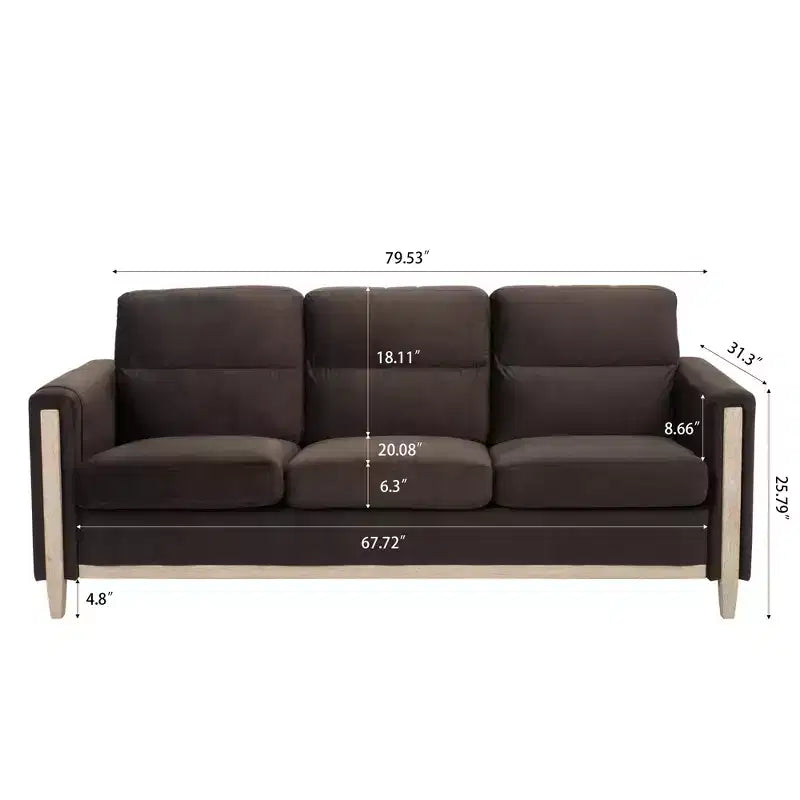 GDFStudio Addison 3-Seater 80 Sofa with Side Pockets and Rubber Wood Legs