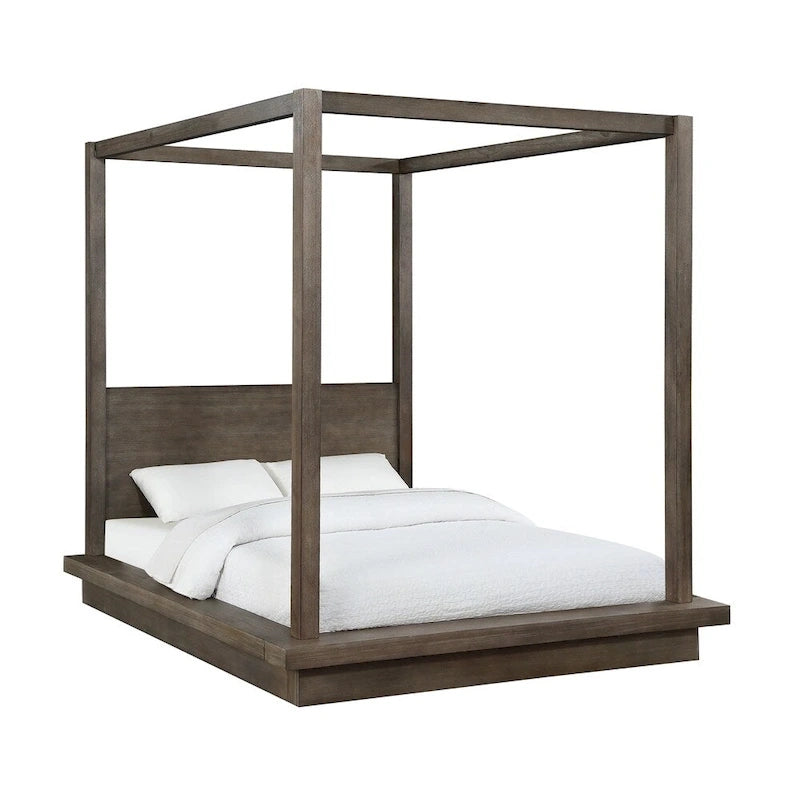 Lit à baldaquin king-size Carbon Loft Carnegie en pin foncé