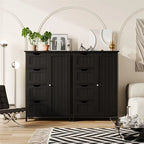 Bathroom Floor Cabinet with 4 Drawers and Cupboard - 32.5 Inch