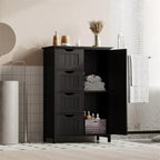 Bathroom Floor Cabinet with 4 Drawers and Cupboard - 32.5 Inch