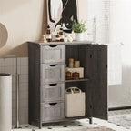 Bathroom Floor Cabinet with 4 Drawers and Cupboard - 32.5 Inch
