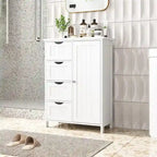 Bathroom Floor Cabinet with 4 Drawers and Cupboard - 32.5 Inch