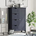 Bathroom Floor Cabinet with 4 Drawers and Cupboard - 32.5 Inch