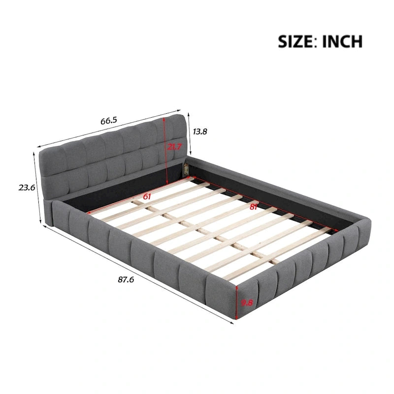 Upholstered Platform Bed with Thick Fabric