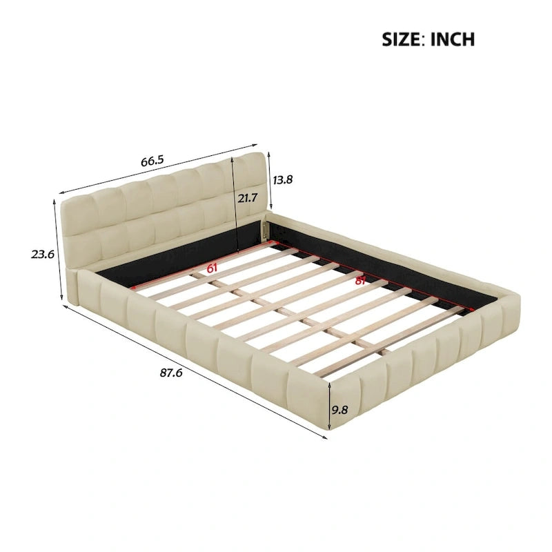 Upholstered Platform Bed with Thick Fabric