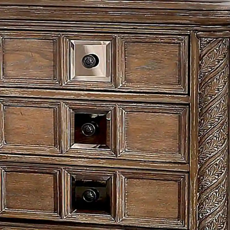 Table de chevet de 76 cm avec 3 tiroirs coulissants, en bois sculpté imitation,