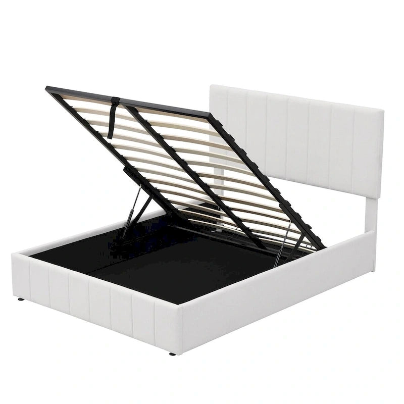 Full size Upholstered Platform bed with a Hydraulic Storage System