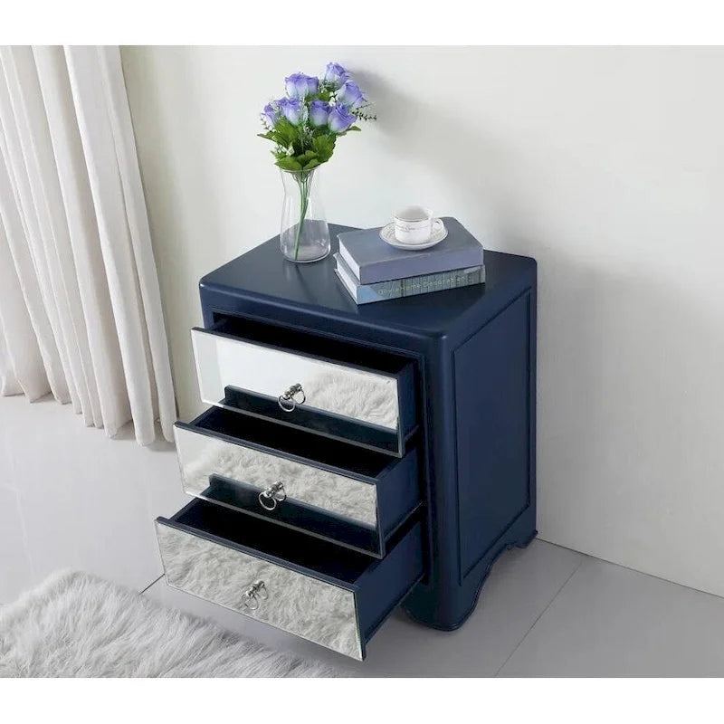 Commode d'appoint à 3 tiroirs et finition miroir