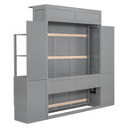 Full Size Murphy Wall Bed with Shelves, 4 Drawers and LED Lights