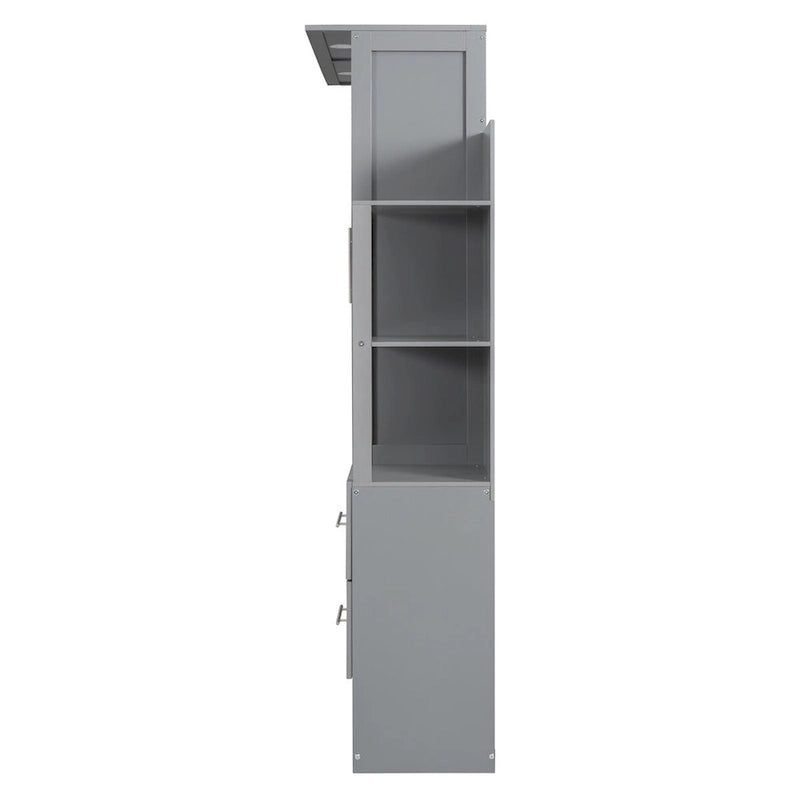 Full Size Murphy Wall Bed with Shelves, 4 Drawers and LED Lights