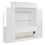 Full Size Murphy Wall Bed with Shelves, 4 Drawers and LED Lights