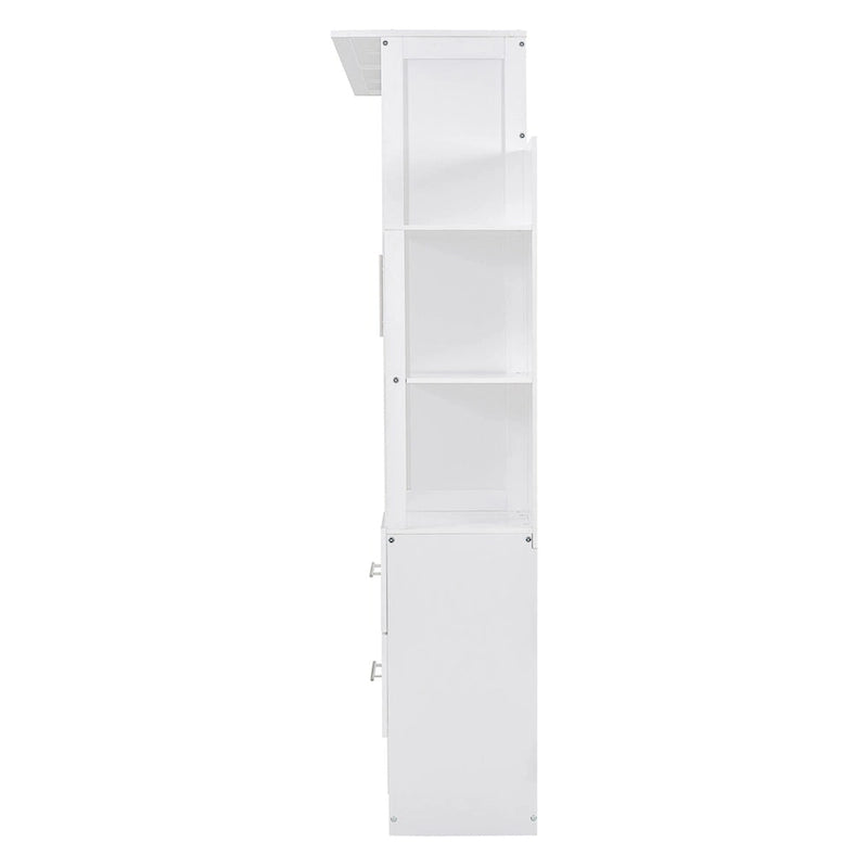 Full Size Murphy Wall Bed with Shelves, 4 Drawers and LED Lights