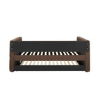 Lit de repos double rembourré avec lit gigogne - Capitonnage - Clous décoratifs