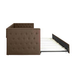 Lit de repos double rembourré avec lit gigogne - Capitonnage - Clous décoratifs