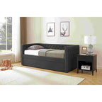 Lit de repos double rembourré avec lit gigogne - Capitonnage - Clous décoratifs
