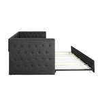 Lit de repos double rembourré avec lit gigogne - Capitonnage - Clous décoratifs