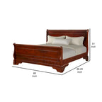 Verl Queen Size Bed, Classic Sleigh Panel Design, Rich Brown Poplar Wood