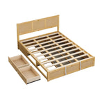 Queen Wood Platform Bed with Hydraulic Storage and 2 Drawers
