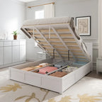 Queen Wood Platform Bed with Hydraulic Storage and 2 Drawers