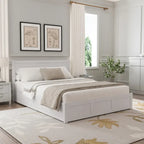 Queen Wood Platform Bed with Hydraulic Storage and 2 Drawers