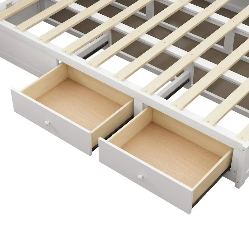 Queen Wood Platform Bed with Hydraulic Storage and 2 Drawers