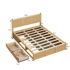 Queen Wood Platform Bed with Hydraulic Storage and 2 Drawers