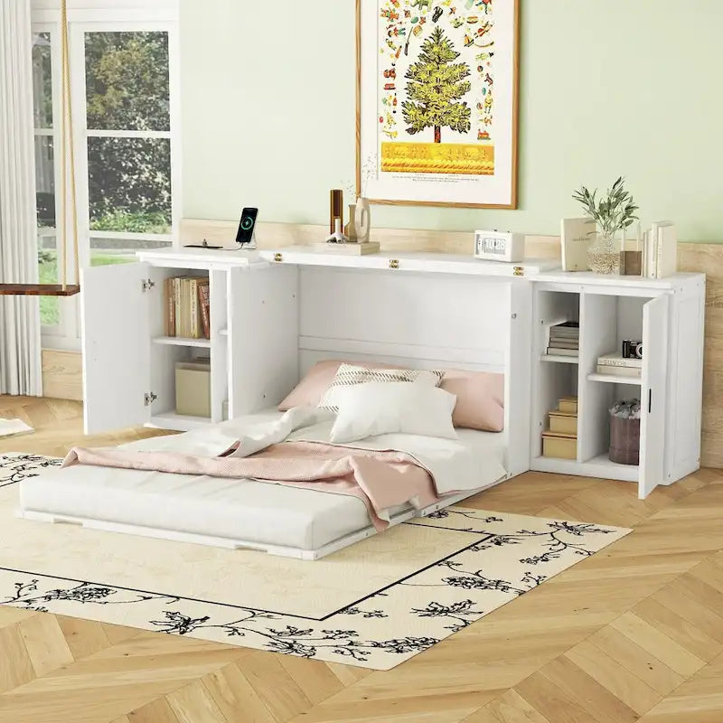 QW Full Size Murphy Bed with Shelves
