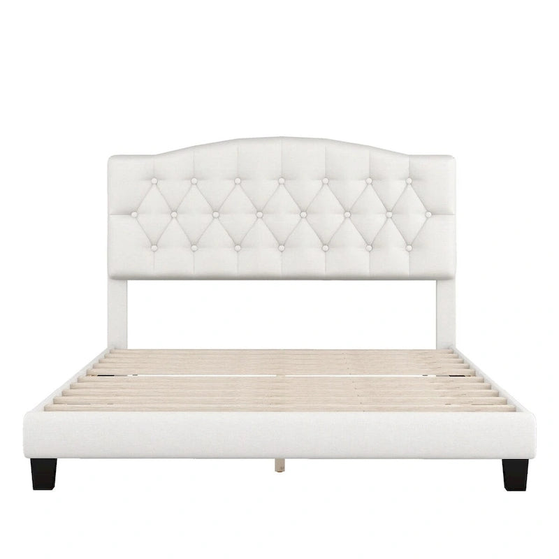 Lit plateforme rembourré avec tête de lit incurvée par Harper&Bright Designs