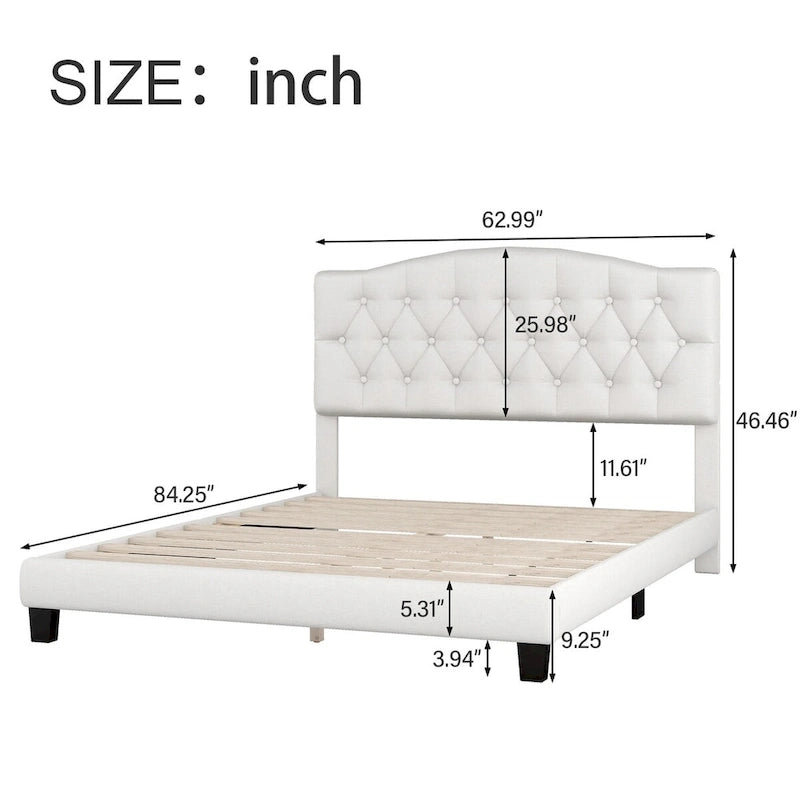 Lit plateforme rembourré avec tête de lit incurvée par Harper&Bright Designs