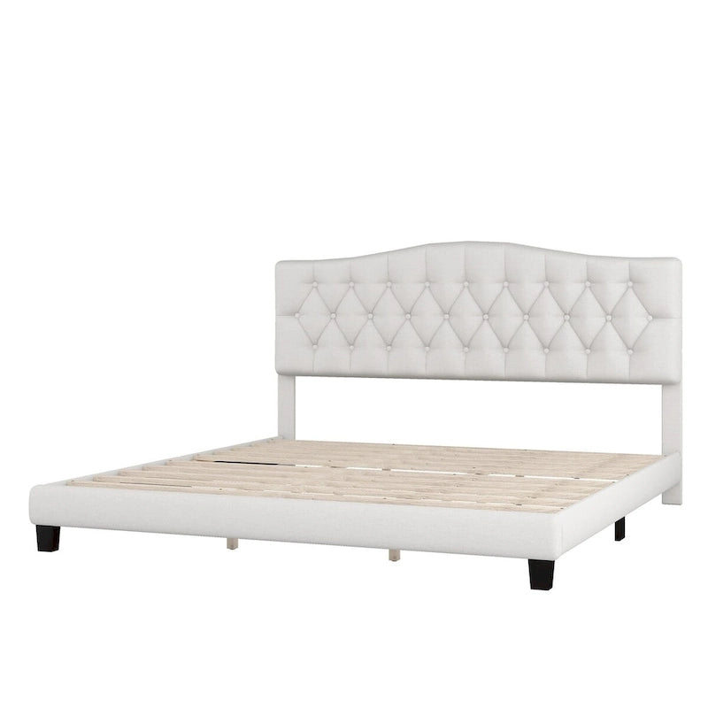 Lit plateforme rembourré avec tête de lit incurvée par Harper&Bright Designs