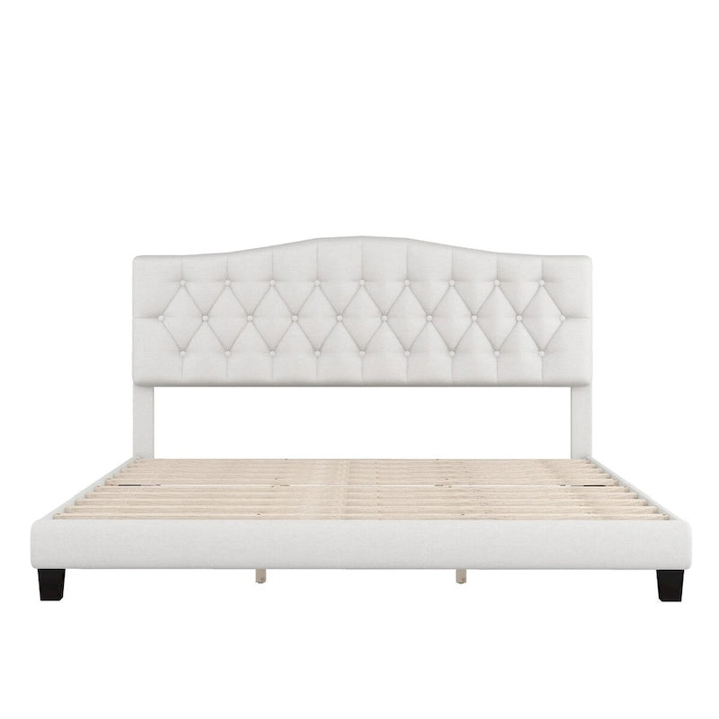 Lit plateforme rembourré avec tête de lit incurvée par Harper&Bright Designs