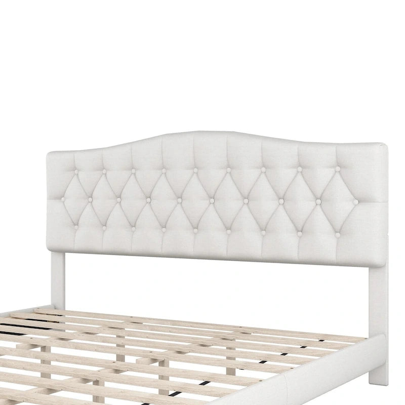Lit plateforme rembourré avec tête de lit incurvée par Harper&Bright Designs