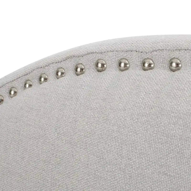 Light Grey Upholstered Headboard with Nailhead Trim - Full/Queen