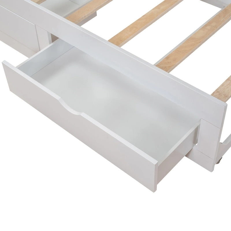 Canapé-lit extensible en bois, lit de repos avec lit gigogne et 2 tiroirs de rangement