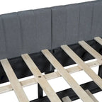 Full Size Upholstered Daybed with Trundle Sofa Bed Frame No Box Spring Needed, Linen Fabric