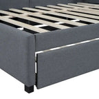 Full Size Upholstered Daybed with Trundle Sofa Bed Frame No Box Spring Needed, Linen Fabric