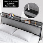 Lit King Size avec Cadre de Rangement et Tête de Lit Chargeur