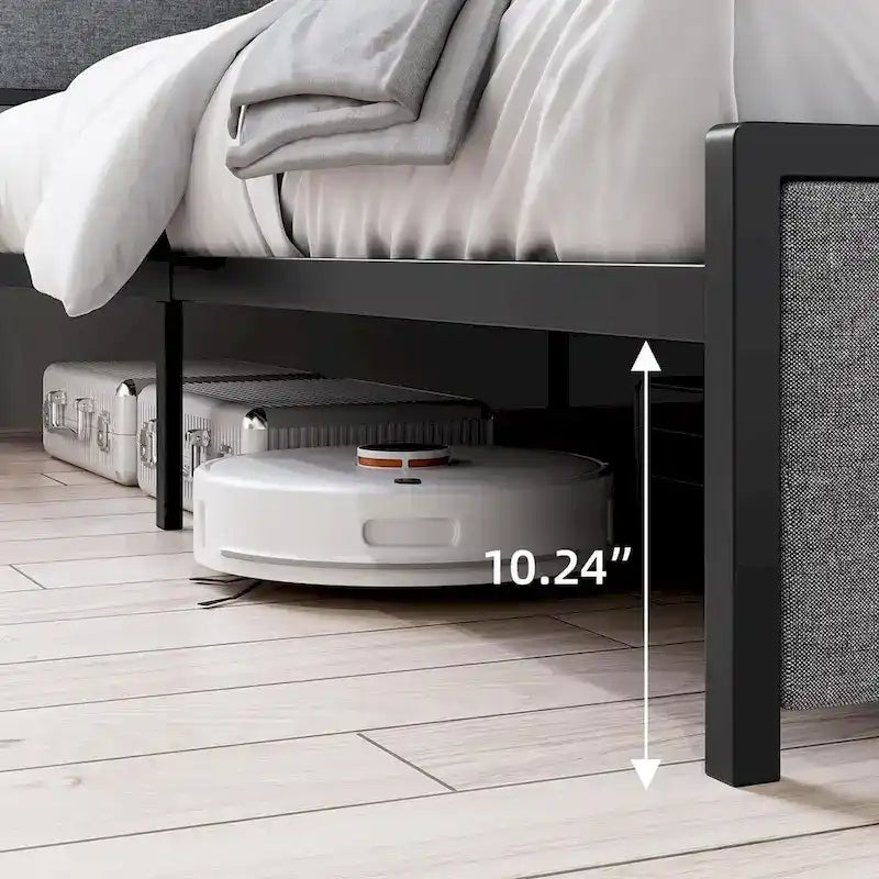 Lit King Size avec Cadre de Rangement et Tête de Lit Chargeur