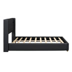 Full Size Leather Upholstered Platform Bed with Wood Frame