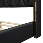 Full Size Leather Upholstered Platform Bed with Wood Frame