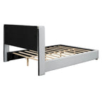 Full Size Leather Upholstered Platform Bed with Wood Frame