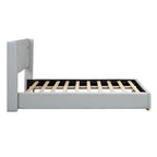 Full Size Leather Upholstered Platform Bed with Wood Frame