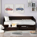 Wooden Daybed with Trundle Bed and Two Storage Drawers